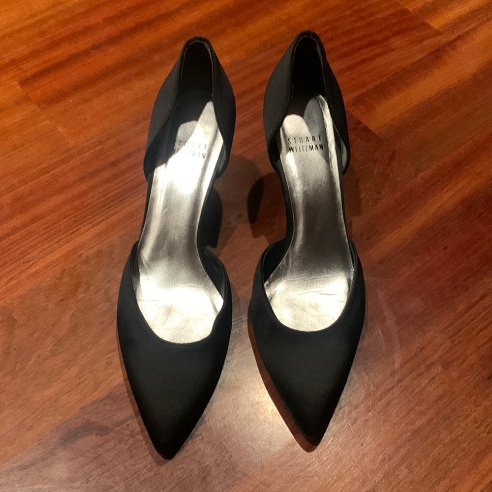 Stuart Weitzman black silk pumps